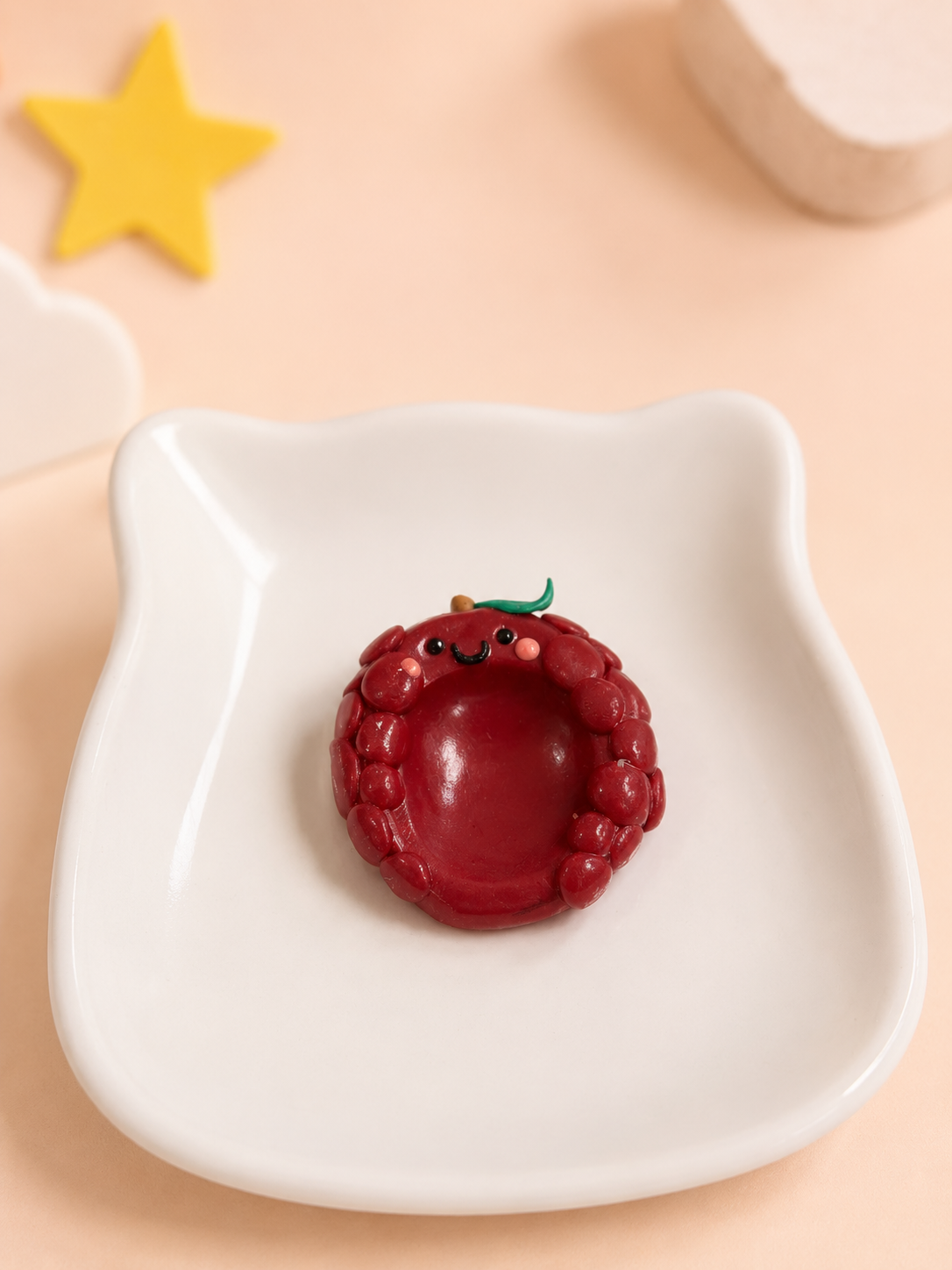 Pierre anti-stress framboise kawaii en argile polymère, objet apaisant fait main – Les Trésors de Cia