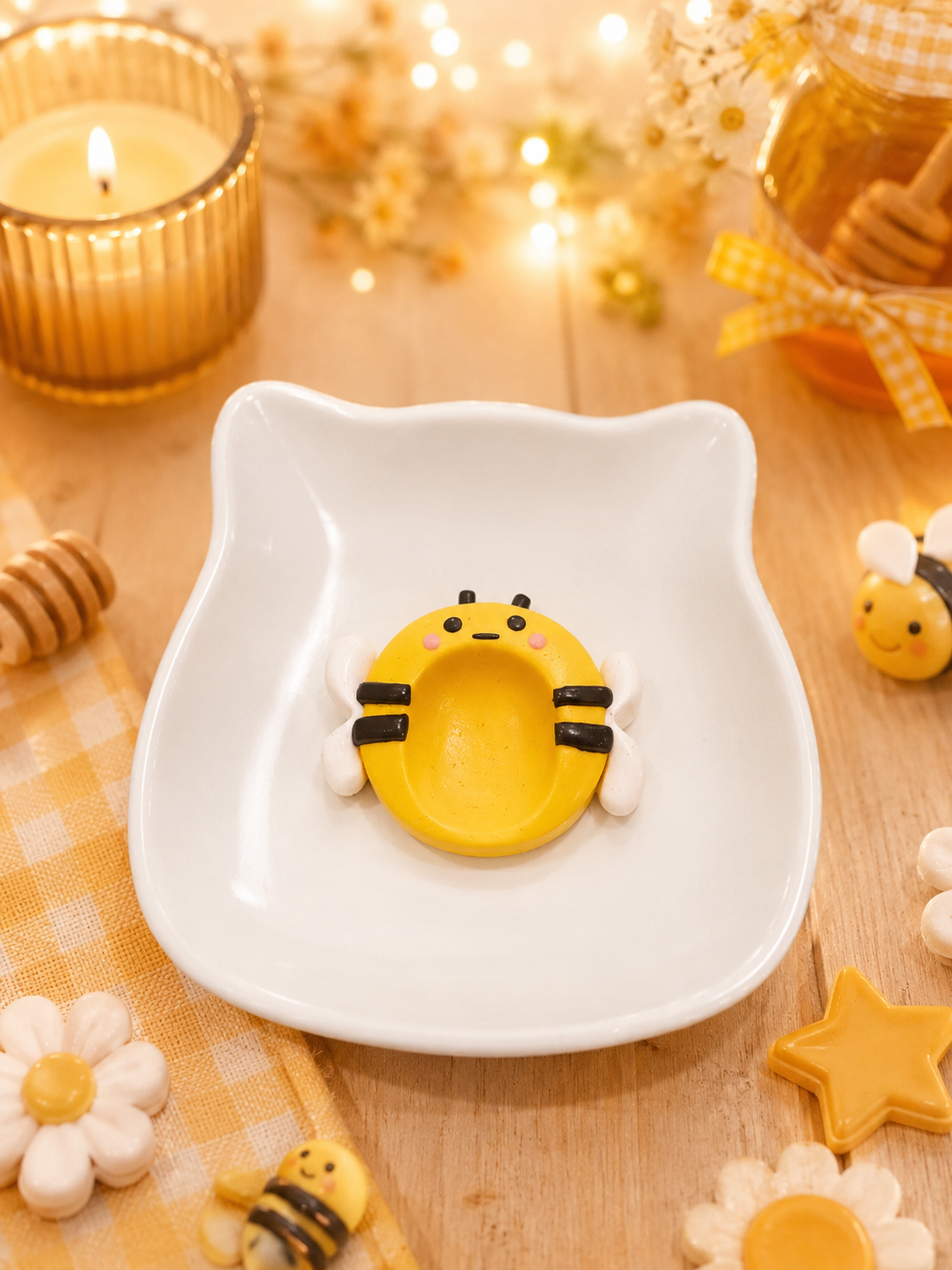 Pierre d’anxiété Abeille Kawaii en argile polymère, artisanale, anti-stress, décoration mignonne et relaxante pour bureau ou maison