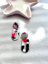 Boucles d'oreilles colorées en arche ouverte, argile polymère, pièce unique