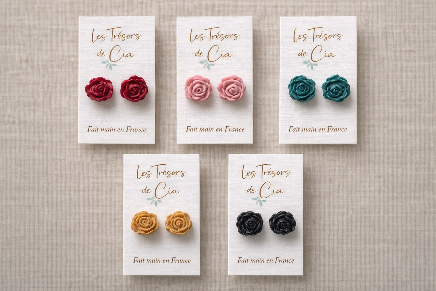 Boucles d’oreilles puces fleur – faites main en France