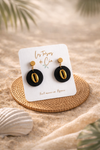 Boucles d’oreilles coquillage doré & disque noir – Style bohème tropical