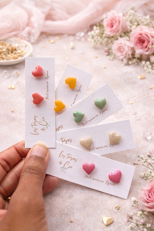Boucles d'oreilles cœur Puffy faites main, petits cœurs gonflés colorés – Les Trésors de Cia