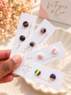 Puces d'oreilles rondes colorées en argile polymère, vide-atelier