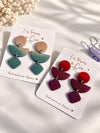 Boucles d'oreilles pendantes rond, demi-lune et losange texturés