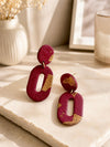 Boucles d'oreilles ovale ajouré en argile polymère, pièce unique du vide-atelier