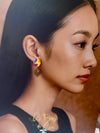 Boucles d'oreilles cœur doré ajouré et puce en argile, vide-atelier